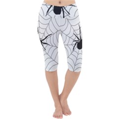 Spider Web Lightweight Velour Cropped Yoga Leggings by Azkajaya