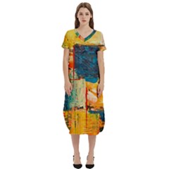 Wall Art T-shirt Midi Dress With Pockets by Azkajaya