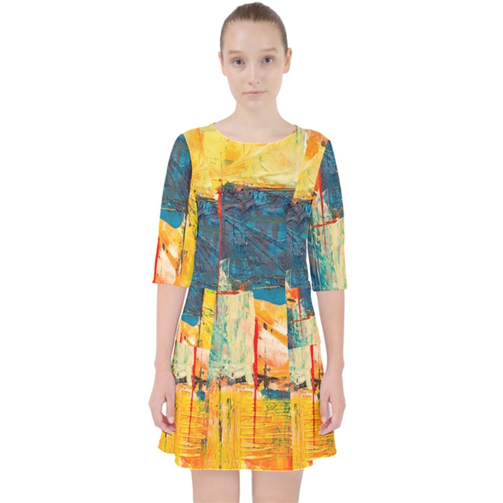 Wall Art Quarter Sleeve Pocket Dress