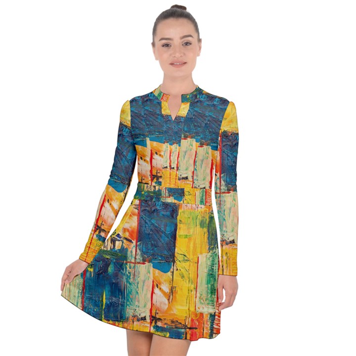 Wall Art Long Sleeve Panel Dress