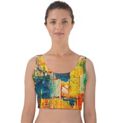 Wall Art Velvet Crop Top by Azkajaya