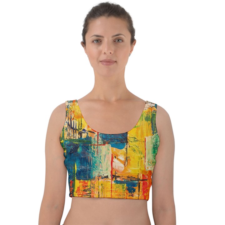 Wall Art Velvet Crop Top