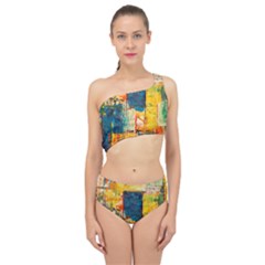 Wall Art Spliced Up Two Piece Swimsuit