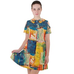 Wall Art Short Sleeve Shoulder Cut Out Dress  by Azkajaya