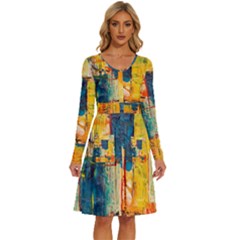 Wall Art Long Sleeve Dress With Pocket by Azkajaya