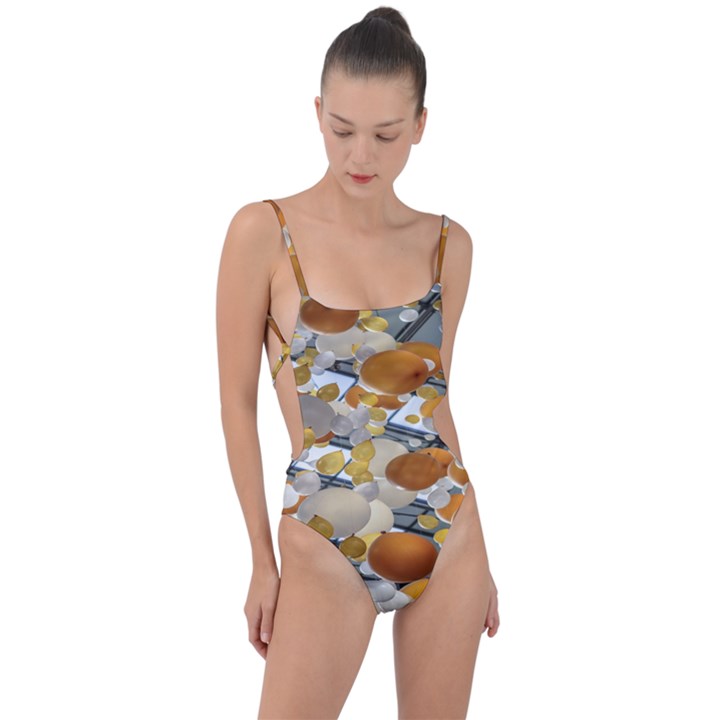 Ballon Classroom Tie Strap One Piece Swimsuit