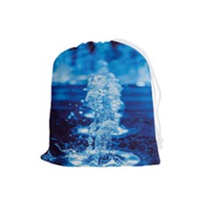 Water Blue Wallpaper Drawstring Pouch (large) by Azkajaya