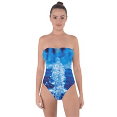 Water Blue Wallpaper Tie Back One Piece Swimsuit by Azkajaya