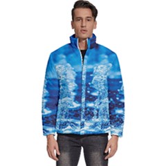 Water Blue Wallpaper Men s Puffer Bubble Jacket Coat by Azkajaya