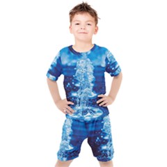 Water Blue Wallpaper Kids  T-shirt And Shorts Set