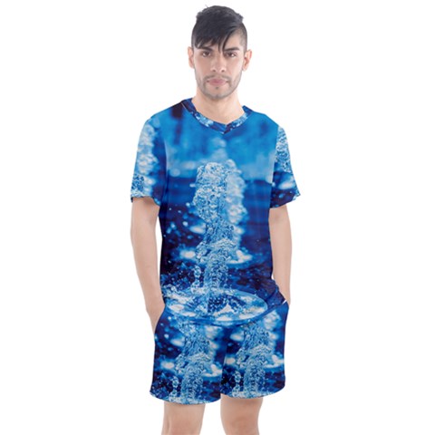 Water Blue Wallpaper Men s Mesh T-shirt And Shorts Set by Azkajaya