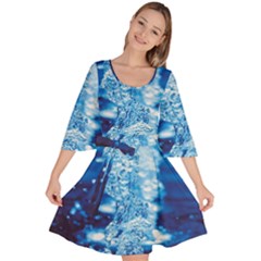 Water Blue Wallpaper Velour Kimono Dress by Azkajaya