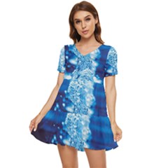 Water Blue Wallpaper Tiered Short Sleeve Babydoll Dress by Azkajaya