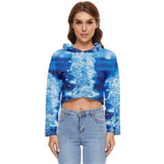 Water Blue Wallpaper Women s Lightweight Cropped Hoodie by Azkajaya