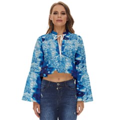 Water Blue Wallpaper Boho Long Bell Sleeve Top