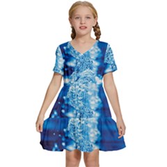 Water Blue Wallpaper Kids  Short Sleeve Tiered Mini Dress by Azkajaya