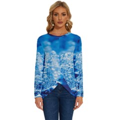 Water Blue Wallpaper Long Sleeve Crew Neck Pullover Top