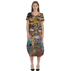 Water Droplets T-shirt Midi Dress With Pockets by Azkajaya