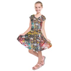 Water Droplets Kids  Short Sleeve Dress by Azkajaya