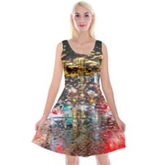 Water Droplets Reversible Velvet Sleeveless Dress