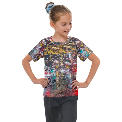 Water Droplets Kids  Mesh Piece T-shirt by Azkajaya