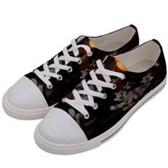 White Flower Men s Low Top Canvas Sneakers by Azkajaya