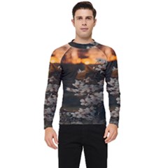 White Flower Men s Long Sleeve Rash Guard by Azkajaya