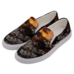 White Flower Men s Canvas Slip Ons by Azkajaya