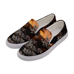 White Flower Women s Canvas Slip Ons by Azkajaya