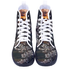 White Flower Men s High-top Canvas Sneakers by Azkajaya