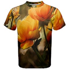 Yellow Butterfly Flower Men s Cotton T-shirt by Azkajaya