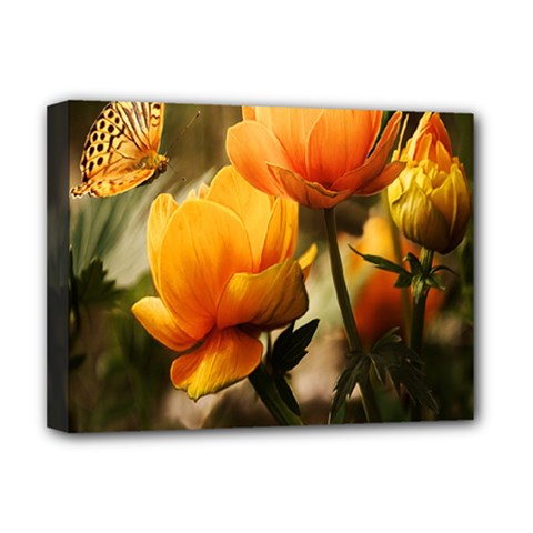 Yellow Butterfly Flower Deluxe Canvas 16  X 12  (stretched)  by Azkajaya