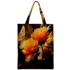 Yellow Butterfly Flower Zipper Classic Tote Bag by Azkajaya