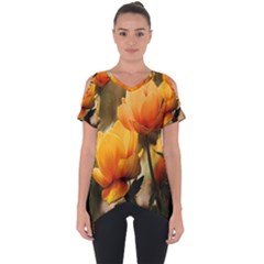 Yellow Butterfly Flower Cut Out Side Drop T-shirt by Azkajaya