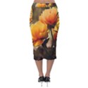 Yellow Butterfly Flower Velvet Midi Pencil Skirt View2