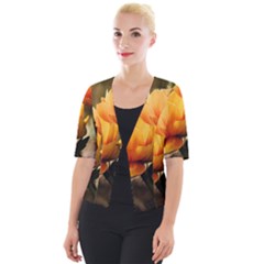 Yellow Butterfly Flower Cropped Button Cardigan by Azkajaya