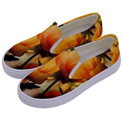 Yellow Butterfly Flower Kids  Canvas Slip Ons by Azkajaya