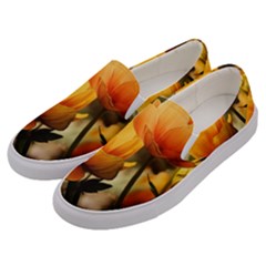 Yellow Butterfly Flower Men s Canvas Slip Ons by Azkajaya