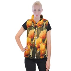 Yellow Butterfly Flower Women s Button Up Vest