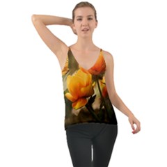 Yellow Butterfly Flower Chiffon Cami by Azkajaya