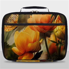 Yellow Butterfly Flower Full Print Lunch Bag by Azkajaya