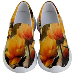 Yellow Butterfly Flower Kids Lightweight Slip Ons by Azkajaya