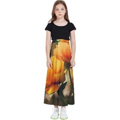 Yellow Butterfly Flower Kids  Flared Maxi Skirt by Azkajaya