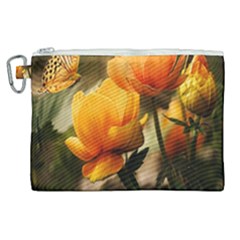 Yellow Butterfly Flower Canvas Cosmetic Bag (xl) by Azkajaya