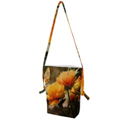 Yellow Butterfly Flower Folding Shoulder Bag by Azkajaya