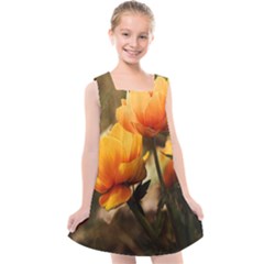 Yellow Butterfly Flower Kids  Cross Back Dress by Azkajaya