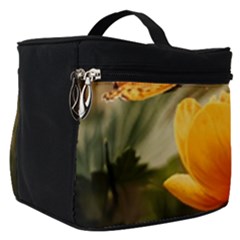 Yellow Butterfly Flower Make Up Travel Bag (small) by Azkajaya