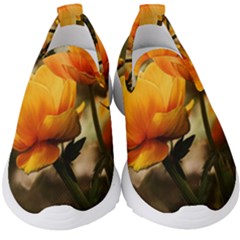 Yellow Butterfly Flower Kids  Slip On Sneakers by Azkajaya