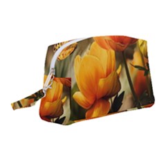 Yellow Butterfly Flower Wristlet Pouch Bag (medium) by Azkajaya