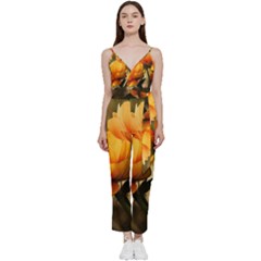 Yellow Butterfly Flower V-neck Camisole Jumpsuit by Azkajaya